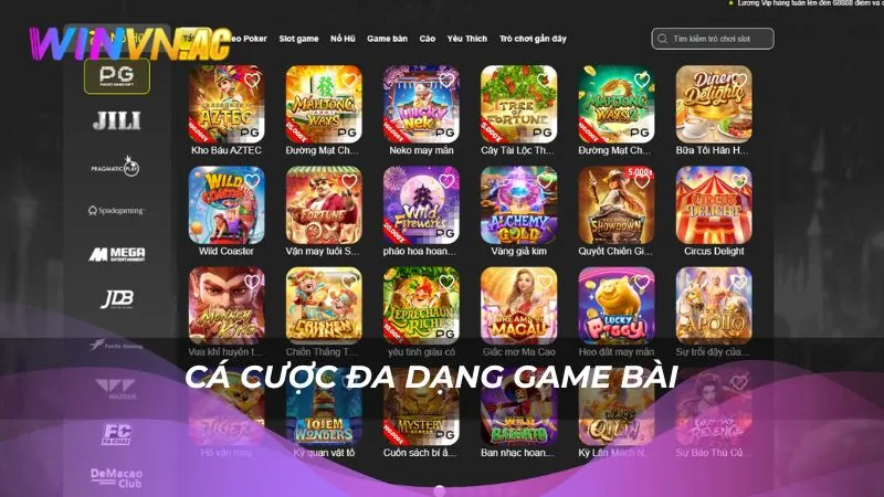 Cá cược đa dạng game bài